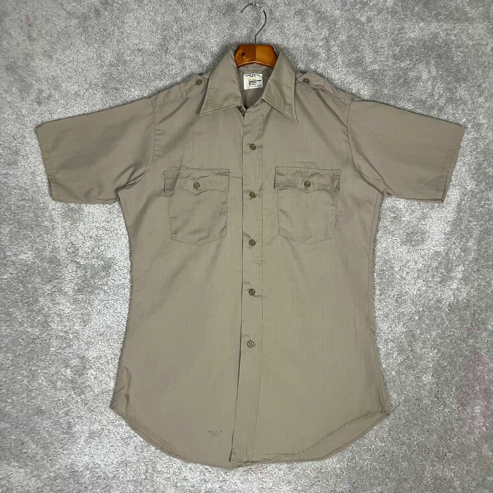 Vintage 70s Big Mac JCPenney Permanent Press Khaki Work Shirt Mens Medium